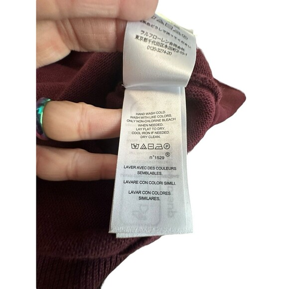NWT Lauren Ralph Lauren Black Label L Burgundy Cross Wrap Slouchy Sweater #Q6-8 - Picture 9 of 12